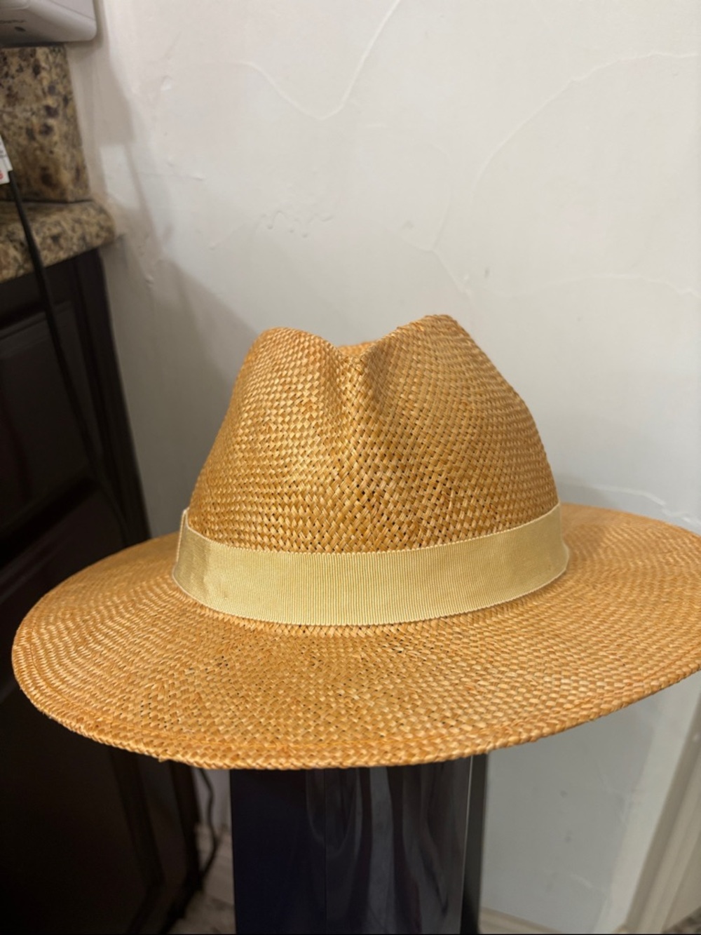 Eugenia Kim Straw Fedora in Tan with Pale Yellow Band